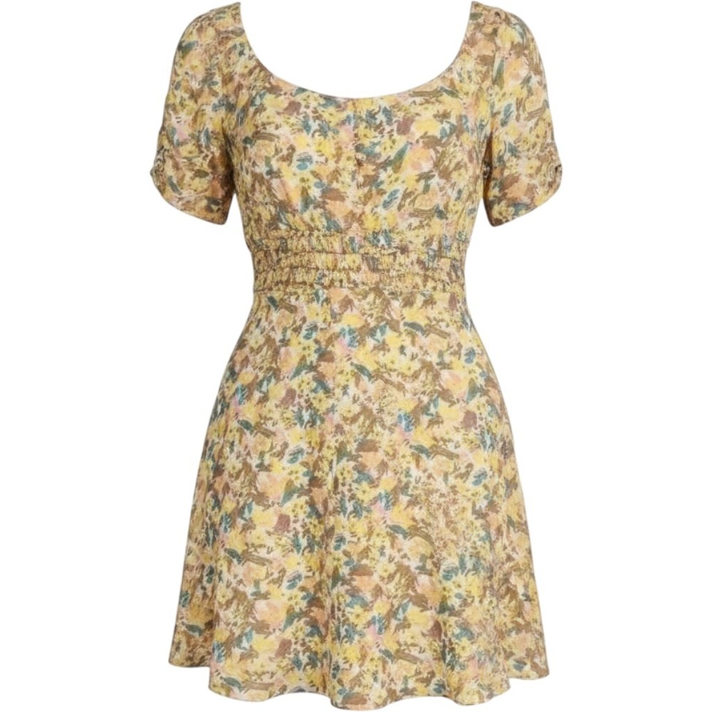 Boho Cottagecore Romantic Free People Forget Me Not Mini Dress Sz 8 Floral Lined